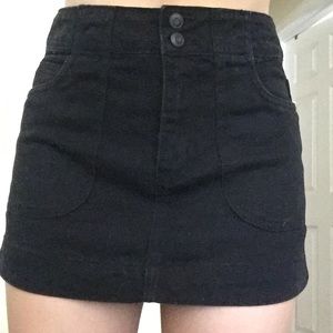 Black denim skirt